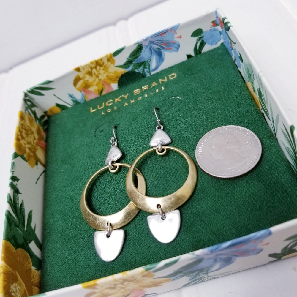 Lucky Brand Womens Earrings Two Tone Circle, New - Picture 4 of 7